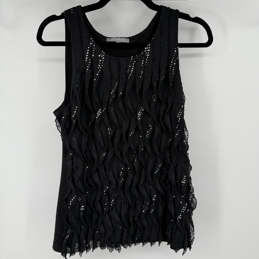 NY Collection Black Tank Top with Embellishments Bling